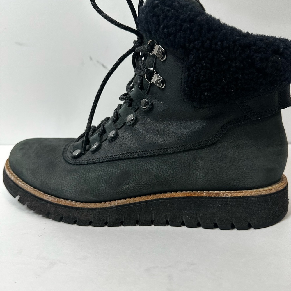Cole Haan Black Shearling Trim Lace‑Up Winter Boots Size 8.5 B - Picture 11 of 13
